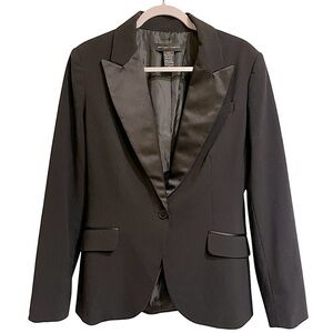 New York & Company Black Tuxedo Style One Button Blazer Jacket Evening Size 12
